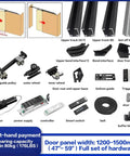 Motorized Flush Hidden Sliding Barn Door Hardware Kit For 47.2 To 59 Inch Doors, full set of components and track system displayed.