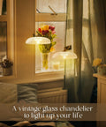 11.8 Inch Retro Glass Pendant Light With Clear Glass Shade And Antique Brass Finish in cozy bedroom setting