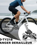 Rear Derailleur TY21B 6/7 Speed Hanger Mount on mountain bike, showing aluminum alloy build and 11T guide wheel for smooth shifting.