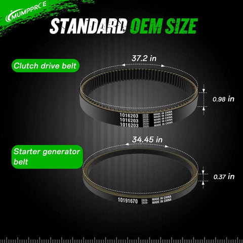 Club Car Clutch Drive Belt and Starter Generator Belt Kit for DS 1997 Up and Precedent 2004 Up Gas Golf Carts, OEM 1016203, 101916701