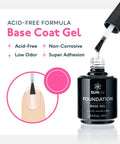 Gel Base Coat And Top Coat Set 15ml No Wipe High Gloss Nail Kit bottle with brush applying on nail