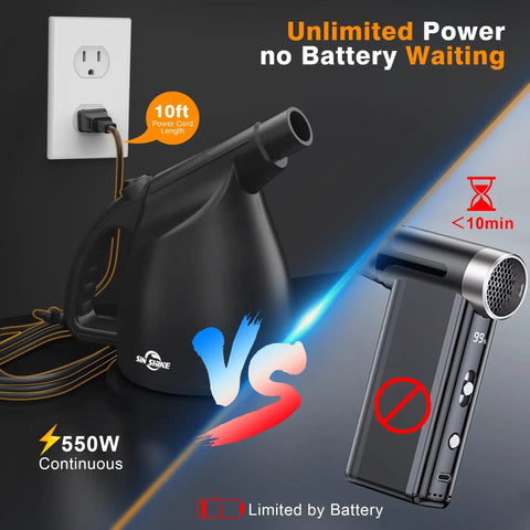 High Power Electric Air Duster For Keyboard And Laptop Cleanup 110000 RPM Blower That Replaces Canned Air Jet Black vs Battery