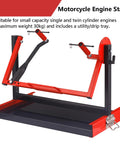 Beefy No Fuss Motorcycle Engine Stand For 2 And 4 Stroke Single Cylinder Engines Dirt Bike ATV MX Maintenance Stand red and black frame
