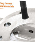 Close-up of hydraulic punch driver kit in use for electrical conduit and metal sheet punching, showing ease of operation and maintenance.