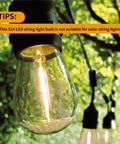 Close-up of 30 Pack S14 Edison LED Bulbs For String Lights Shatterproof Filament Clear Bulb Low Wattage E26 Medium Base