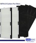 Replacement Filter Pack For Hunter HP600 Tall Tower Air Purifier Includes Two H13 True HEPA Filters And Four Activated Carbon Pre Filters For Heavy Duty Filtration Trapping Dust Allergens Smoke VOCS And Odors Easy Install Pack Of 2