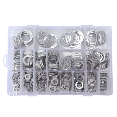 470 Piece Aluminum Alloy Sealing Washer Kit For Auto And Home Use With Rust Resistant Round Flat Washers Set And 18 Standard Sizes
