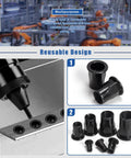 250 Piece Threaded Rivet Nuts Set M3 Through M12 Half Hex Head Black Zinc Plated Carbon Steel Flat Head Rivnuts Built Tough