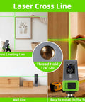Handy All In One Digital Level With LCD Display And Magnetic Aluminum Angle Finder, Laser Level With 100 Ft Cross Line And Wall Line For Hanging Frames And Pictures, USB C Rechargeable shown on tripod
