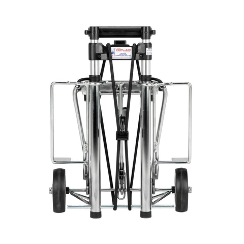 Front view of folded Remin Kart A Bag Tri Kart Heavy Duty Utility Cart with steel frame and telescopic handle made in USA