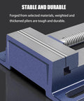 PurezmMoto 5in small fixed table vise with blue base and silver jaws