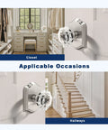 Octagonal Crystal Door Knobs 10 Pack With Black Vintage Rosette And Heavy Duty Latch Non Locking Passage Hardware For Hallways And Closets