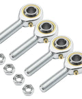 Four Pack POSB5 Male Rod End Bearings, 5/16 Bore, 5/16-24 Right Hand Thread, Self Lubricating Joint For Hydraulic Cylinders And Automation Equipment, Heavy Duty Steel With Zinc Plated Finish For Tough, Long-Lasting Performance, with nuts