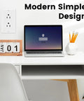 Decorator Receptacle Outlet With Wall Plate 15 Amp 125 Volt Non Tamper Resistant Electrical Outlet Self Grounding UL Listed White Pack Of 20 next to a desk setup with Modern Simple design text.