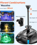 All In One Pond Filter Kit With UV Clarifier And 660GPH Submersible Pump RGB LED Lights Remote Control Versatile Fountain Nozzles