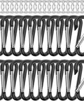 2 Point 28 Inch Small Aluminum Carabiner Clips Set Of 20 D Ring Keychain Clips Multipurpose Snap Hooks For Belts Backpacks Lanyards Hiking Travel Gear And EDC Ready Everyday Use, showing black carabiners and steel rings.