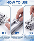 Heavy Duty 30 Pack 1/4 20 T Slot Nuts For Aluminum Extrusion Carbon Steel Spring Ball Sliding T Nuts installation steps