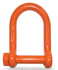 Beefy Long Reach Screw Pin Shackle 1 Inch Diameter Heavy Duty Alloy Steel Orange Powder Coated Finish 19,000 Lb Working Load Limit
