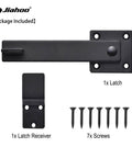 6 Inch Barn Door Flip Latch For Fence And Shed Gates Heavy Duty Solid Metal Iron Hardware In Matte Black with screws and latch receiver