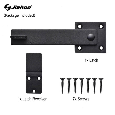 6 Inch Barn Door Flip Latch For Fence And Shed Gates Heavy Duty Solid Metal Iron Hardware In Matte Black with screws and latch receiver