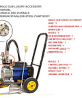 Heavy Duty 5200W Electric Paint Sprayer with stainless steel pump and high-pressure pipe for precise paint application.