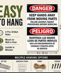 Danger Hands Off Moving Parts Aluminum Sign 8x12 Inches For Workshop Factory Industrial Workplace Machinery Equipment Durable Metal Warning Sign Heavy Duty Grade Aluminum, front view