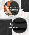 Close-up of adjustable drawstring and air vent on Outdoor Prep Table Cover Heavy Duty Waterproof Shield for Keter Unity Small Portable Table