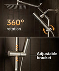 12 Inch Dual Rain Shower Head Combo With 5 Settings High Pressure Handheld Matte Black Rainfall Shower Head With Adjustable Arm And Hose