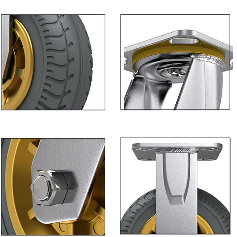 Heavy Duty Caster Wheels With Brakes Swivel Top Plate For Furniture And Workbench Rolling Plate Casters For Cart Garage Workshop