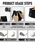 Steps to use Waterproof Golf Club And Ball Cleaning Bag With Detachable Clip No Spill Liner Keeps Grooves Clean.