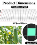 Diagram and close-up of Heavy Duty Garden Trellis Netting 5 By 15 Feet Polyester Nylon Square Mesh For Climbing Plants