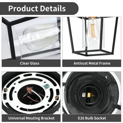 Product details of Dope Clear Glass Industrial Vintage Semi Flush Mount Ceiling Light showing glass shade and metal frame.