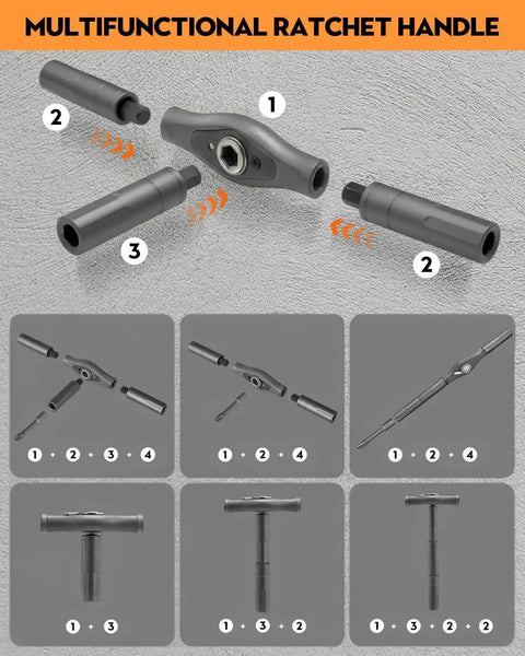 42 In 1 Magnetic Screwdriver Kit With Ratchet T Handle And Full Multi Bit Set For Home Computer Bicycle Furniture And DIY Projects