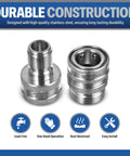 Stainless Steel Garden Hose Quick Connect Fittings Set Of 2 With 3/4 Inch Size Rust Resistant And Leak Free One Hand Operation Design
