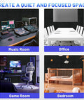 Top Shelf Heavy Duty 48 Pack Sound Proof Foam Panels High Density Acoustic Wedge Tiles used in music room and office decor.