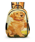 Happy Golden Retriever Printed Backpack For Everyday Carry Unisex Large Capacity Daypack Durable Polyester