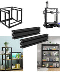 Image of 2 Pack 4080 T Slot Aluminum Extrusion 200mm Black 40x80 Profile Heavy Duty for T Slotted Framing European Standard Anodized Linear Rail for 3D Printer Accessories and Parts with examples of DIY frames and shelving.