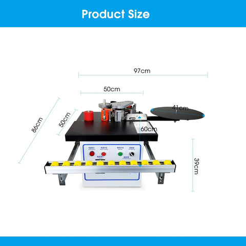 Beefed Up 1200W Automatic Edge Banding Machine For Woodworking Desktop Edgebander dimensions with glue pot and handles