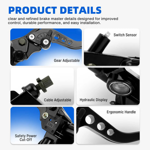 DREAMIZER motorcycle clutch lever, adjustable short brake handle for 7/8 in (22mm) handlebars; hydraulic brake compatible.