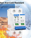 DC Miniature Circuit Breaker Two Pole 1000V For Solar PV System Din Rail Mount 63A Pack Of Two shown with heat and cold elements