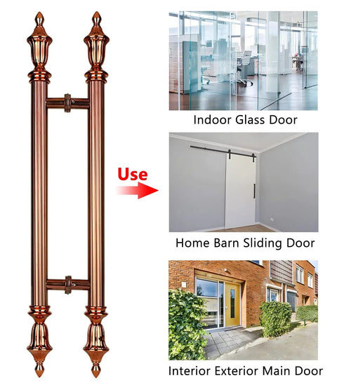 Vintage Steel Push Pull Bar Handle Set For Double Sided Doors H Shape Door Pulls image with use examples