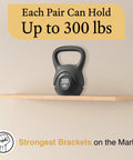 Beefy Ultra Strong Invisible Floating Shelf Brackets 8 Inch 4 Pack Heavy Duty Hidden Shelf Hardware Supports Up To 300 Lbs Kitchen Bathroom Fireplace Living Room Mantels black steel bracket on wood shelf wall, 300 lbs