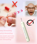 3 Pack 2 In 1 Needle Threader And Seam Ripper Tool Set Upgraded 2025 Plug In Design for threading ease, with frustrated user.