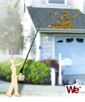 Person using Universal Gutter Cleaning Kit For Leaf Blowers With 11 Ft Reach No Ladder Needed Tool Free Setup on house gutter
