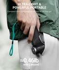 Person holding Beast 110000 RPM Cordless Air Duster with 3 gear turbo power fast charging handheld blower, showing portable size.