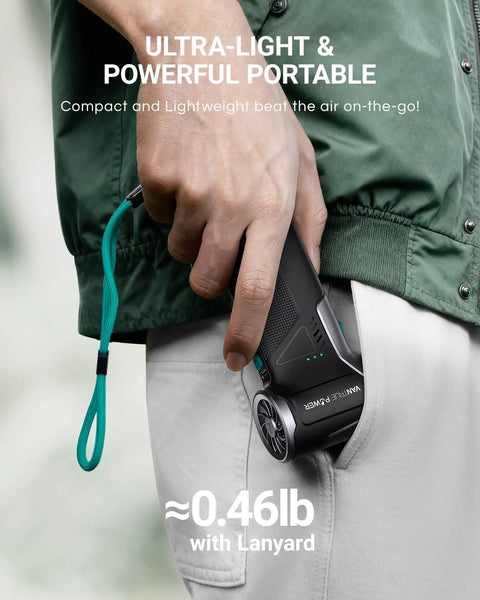 Person holding Beast 110000 RPM Cordless Air Duster with 3 gear turbo power fast charging handheld blower, showing portable size.