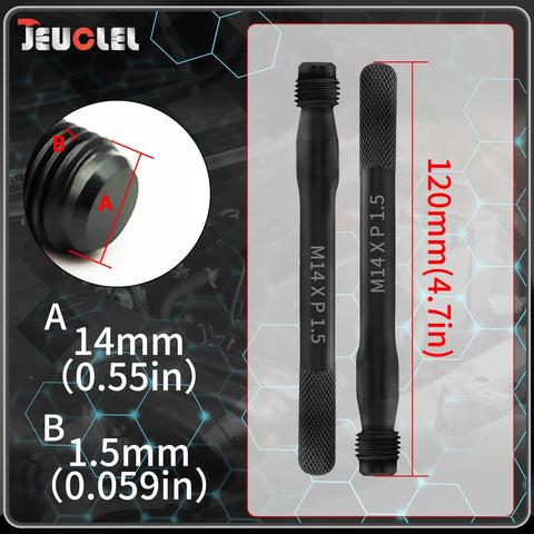 Two Pack M14x1.5 Wheel Hanger Alignment Pins For Domestic And Import Rides, showing size and knurled details for easy handling.