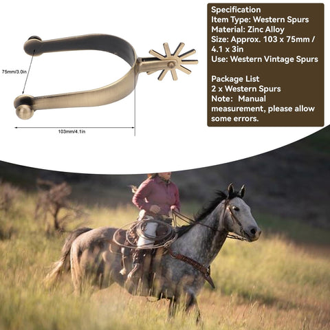 Rotatable Zinc Alloy Western Spurs With Gear Control System For Training And Trail Riding Durable Pro Grade Ride Ready Equestrian Spurs