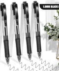 100 Pack Bulk Black Ink Click Pens With Soft Comfort Grip For Office And School Featuring Retractable Design And Zero Bleed Technology Solid Pen Set With Slick 1.0mm Medium Tips That Glide Smooth As Butter For Daily Writing Tasks, displayed with writing samples.