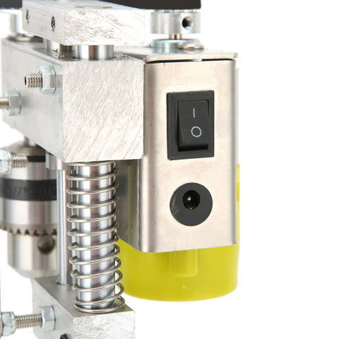 Hilitand Mini Benchtop Drill Press With 1000-4500Rpm Adjustable Speed Aluminum Alloy Body showing control switch and components.